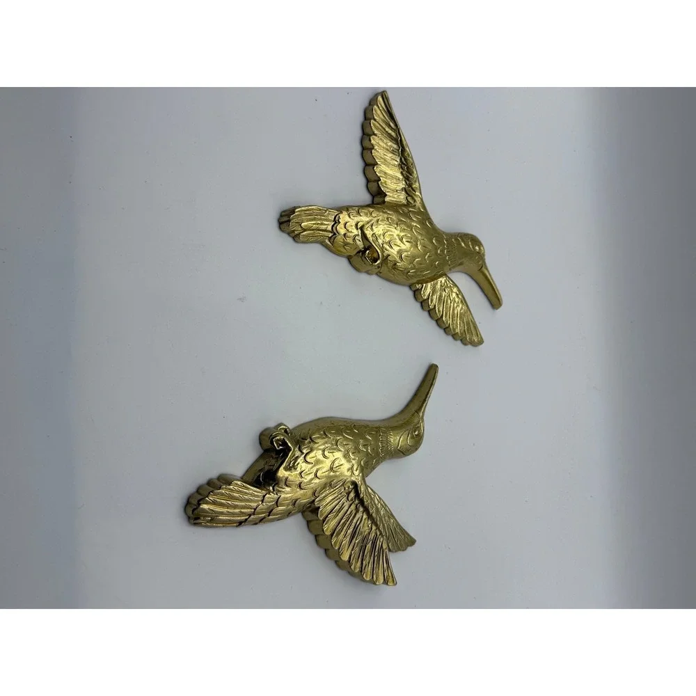 Vintage Homco Gold Hummingbird Wall Plaques Set 2 1985 USA Made 7669 7668